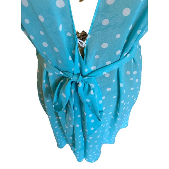 💰BOGO💰 Blue & White Polka Dot Oscar de la Renta Robe Small - Picture 3 of 4
